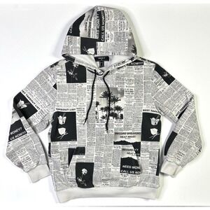 Forever 21 Hoodie Men's Medium Newspaper Pullover Long Sleeve